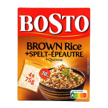 Brūnie rīsi/kvinoja/spelta Bosto 4x75g