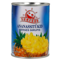 Ananassitükid kerges siirupis Sunfood 565g