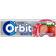 Närimiskumm maasikamaitseline suhkruvaba white, ORBIT, 14 g