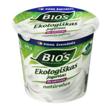 Ekol. jogurtas be laktozės BIOS, 3,8 %, 125 g
