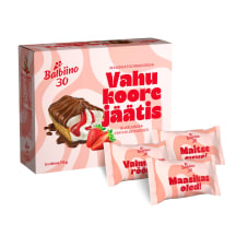 Vahukoorejäätis maasikatoormoosi ja glasuuriga vahvlilaevukeses Balbiino 6x130ml/70g