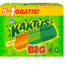 Jäätis papaia-kiivisorbett närimiskummimaitselise glasuuriga ja kuivatatud maasikatükkidega Kaktus 6x78g/75ml