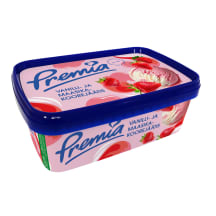 Vanilli- ja maasikakoorejäätis Premia 500g/1l