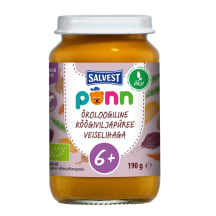 Köögiviljapüree veiselihaga Põnn ökoloogiline 190g (al 6 kuud)