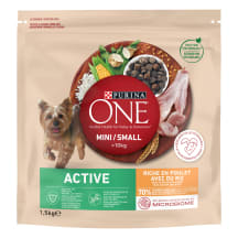 Kanalihaga rikastatud kuivtoit koertele Purina One Mini/Small Active 1,5 kg