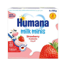 Jogurtimagustoit maasikapüreega Humana Milk Minis 4x100g