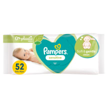 Niisked salvrätikud Sensitive PF (plastic free), Pampers, 52tk