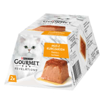 Täisväärtuslik täiskasvanud kassitoit Gourmet Revelations kana ja voolava kastmega pasteedis 2x57g