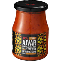 Ajvar kaste ICA röstitud paprika ja baklažaanidega, vürtsikas 350g