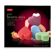 Jäätis Rimi mini hearts mix 12 tk. 375g/555ml