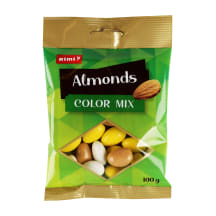 Mandeles baltajā šokolādē Rimi Color mix 100g