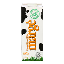 Pienas be laktozės MARGĖ, 3,2 % rieb., 1 l