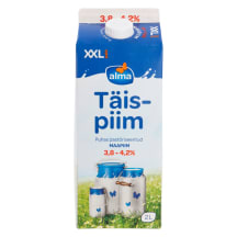 Täispiim 3,8-4,2%, ALMA, 2 l