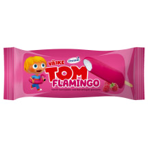 Vanilli-koorejäätis vaarikamahlajää glasuuris Väike Tom Flamingo 60g/74ml