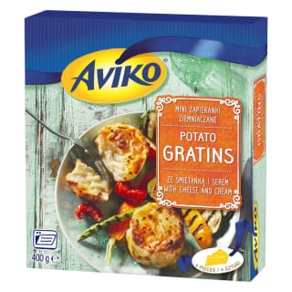 Šaldytos bulvių užkepėlės su sūriu ir grietine AVIKO, 400 g Šaldytos bulvių užkepėlės su sūriu ir grietine AVIKO, 400 g
