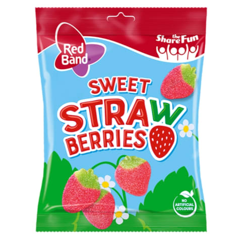 Kummikommid Sweet Strawberries Red Band 100g