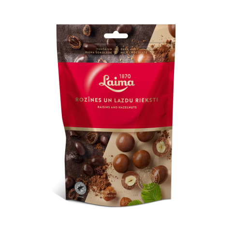 Lazdu rieksti un rozīnes šokolādē Laima 140g
