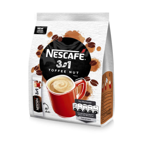 Kafijas dzēr. Nescafe 3in1 Toffee Nut 10x16g
