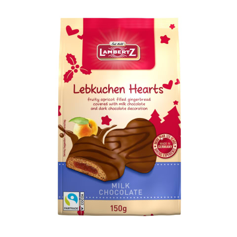 Piparkūku sirdis Lambertz piena šokolādē 150g