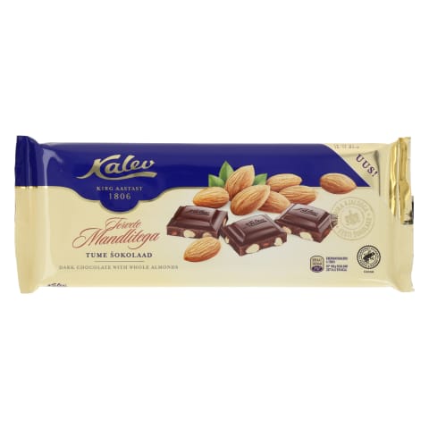 Tume šokolaad tervete mandlitega, KALEV, 200 g
