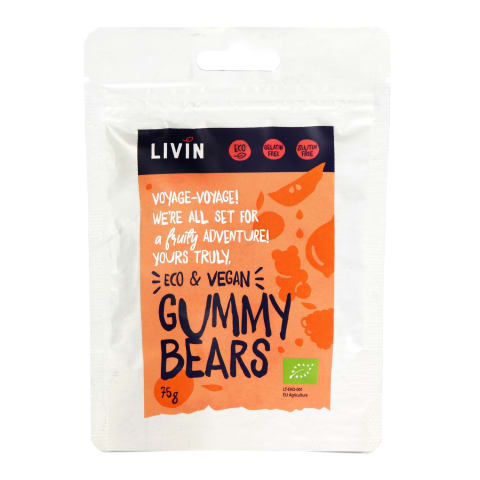 Ekol. vaisiniai gum. LIVIN GUMMY BEARS, 75 g