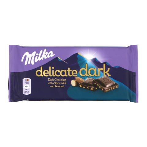 Tumšā šokolāde Milka Delicate ar mandelēm 85g