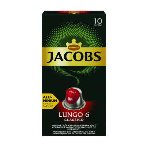 Kavos kapsulės JACOBS LUNGO CLASSICO, 10 vnt