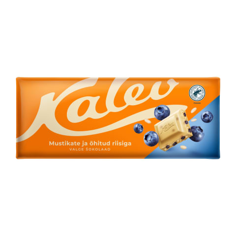 Valge šokolaad mustikatükkidega, KALEV, 200 g