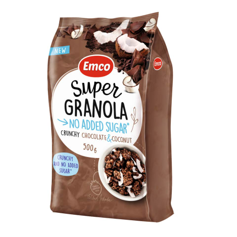 Müsli šokolaadi ja kookosega Emco Super ilma lisatud suhkruta 500g
