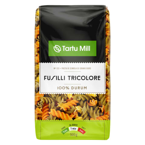 Durum pasta Fusilli Tricolore Tartu Mill 500g