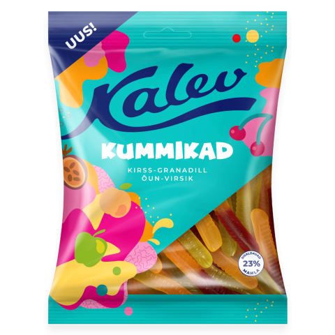 Kummikad ussikujuliste kummikommide segu, KALEV, 120 g