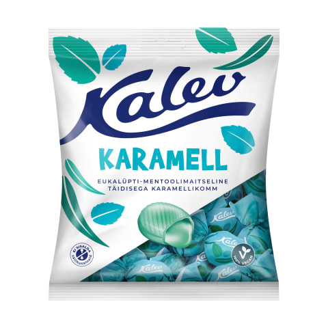 Eukalüpti-mentoolimaitseline täidisega karamell, KALEV, 120 g