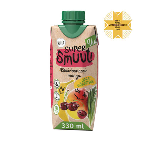 Supersmuuti Kirsi-banaani-mango, AURA SMOOTHIE, 330ml