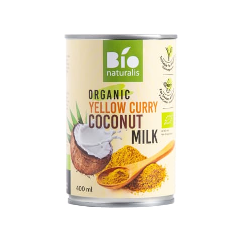 Orgaaniline kookosjook kollase karriga Bionaturalis 400ml