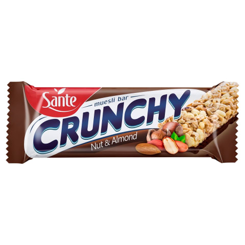 SANTE Crunchy Šokolaadikattega pähkli-mandli müslibatoon 40g