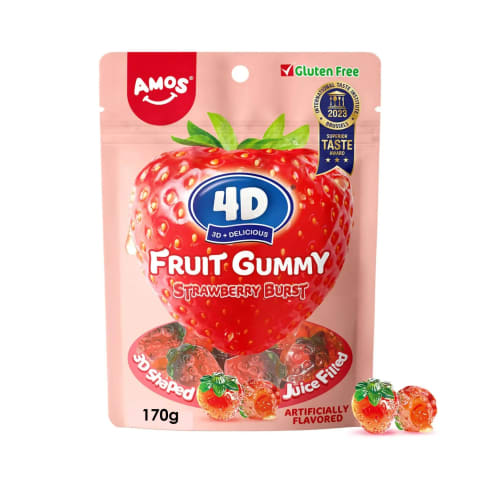 Kummikommid maasikamaitselised 4D 65g