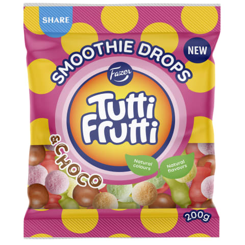 Kummikommid Smoothie Drops & Choco Tutti Frutti 200g