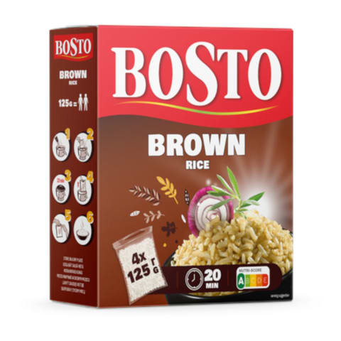 Rīsi Bosto brūnie 4x125g