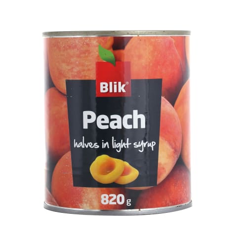 Persikų puselės sirupe BLIK, 820g/450g