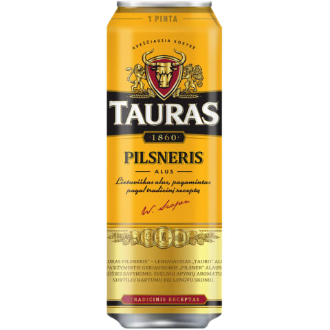 TAURO alus Pilsneris, 4,6 %, 0,568 l