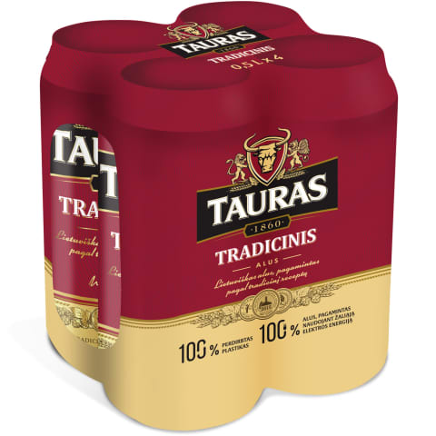 TAURO TRADICINIS alus, 6 %, 4 X 0,5 l