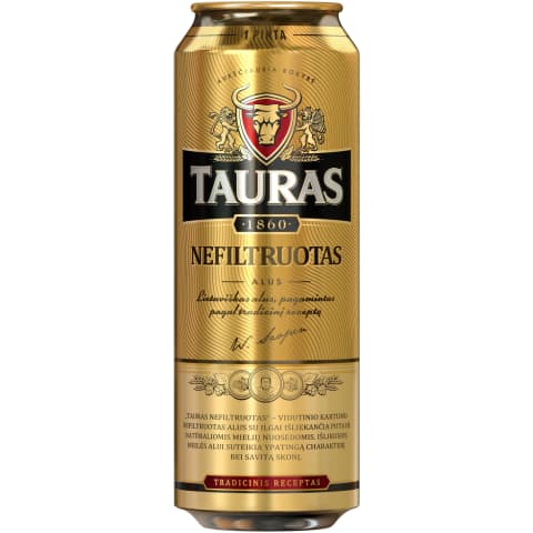 Nefiltruotas TAURO alus, 5 %, 0,568 l