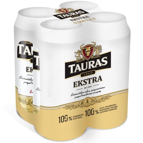 Alus TAURAS EXTRA, 5,2 %, 0,568 l x 4 vnt.