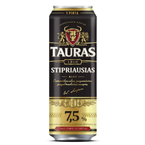 Alus TAURAS STIPRIAUSIAS, 7,5 %, 0,568 l