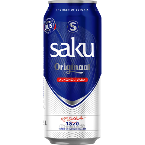 Alkoholivaba õlu Originaal, SAKU, 500 ml