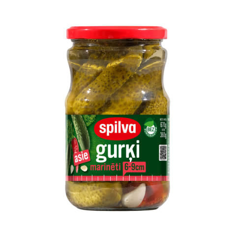 Marinēti gurķi Spilva asie 6-9cm 670g/370g