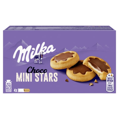 Küpsised šokolaadi glasuuri ja piimatäidisega Milka Choco Minis 150g