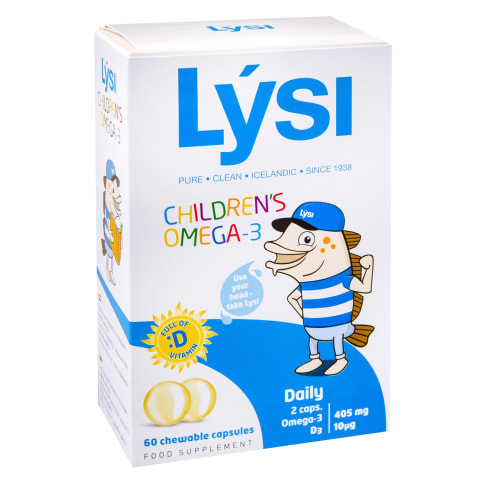 Košļ. kapsulas Lysi Omega-3+D3,bērniem, 60 t.