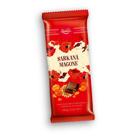 Tumšā šok. Sarkanā magone ar karameli 100g