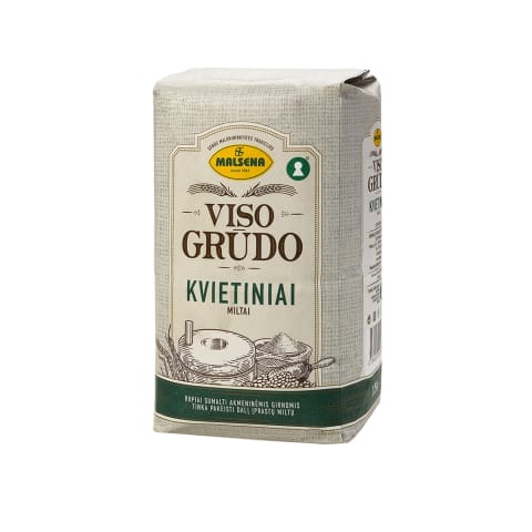 Viso grūdo kvietiniai miltai MALSENA, 1,75 kg